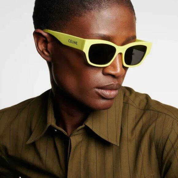 NEW CL40197U 93A CELINE SUNGLASSES WOMEN SQUARE YELLOW EYEWEAR - Picture 4 of 5